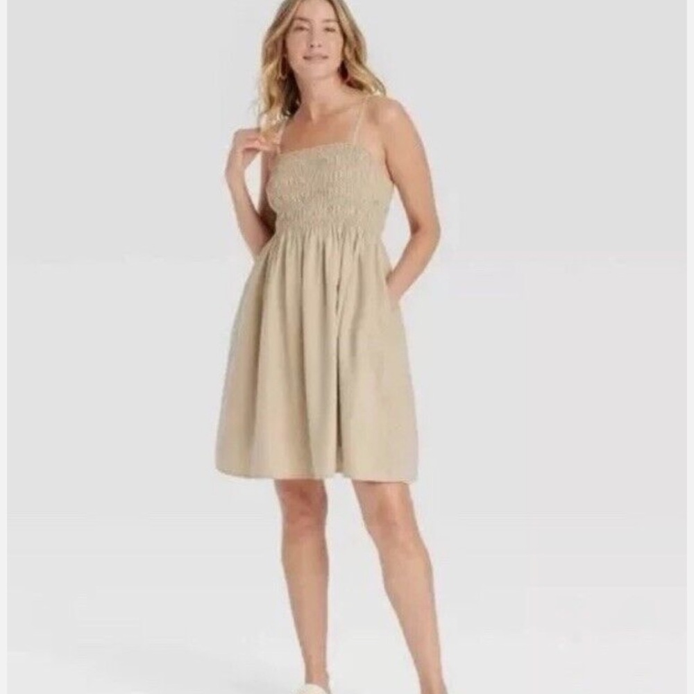 Women’s Smoked Sundress     Tan   S